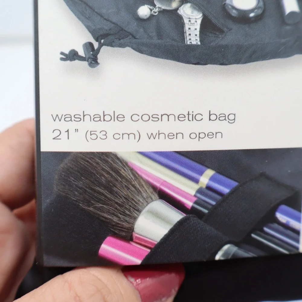Lay-n-Go Cosmetic Bag Unisex OS Cosmo Plus Black Washable Travel Pouch NEW